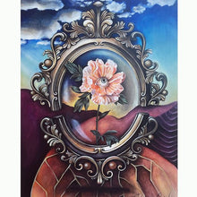 Load image into Gallery viewer, Framed flower gallery painting featuring imaginative floral artwork in vibrant colors and surreal details
