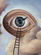 Load image into Gallery viewer, Imaginative heron painting by Florencia Degraf featuring surreal imagery and unique details