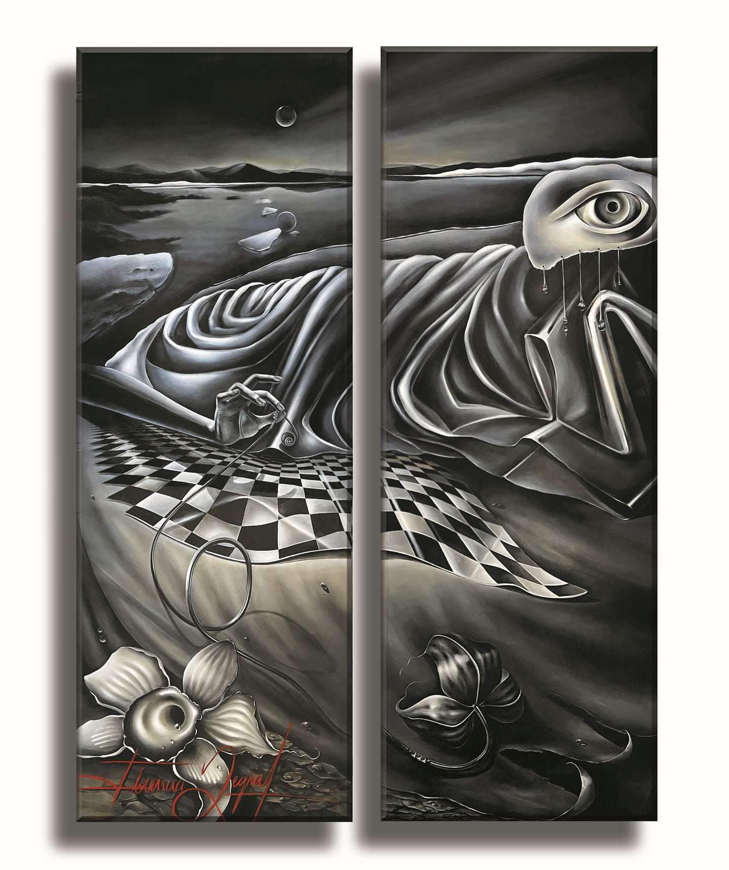 Midnight painting by Florencia Degraf, a surreal acrylic artwork featuring dreamlike landscapes and abstract shapes