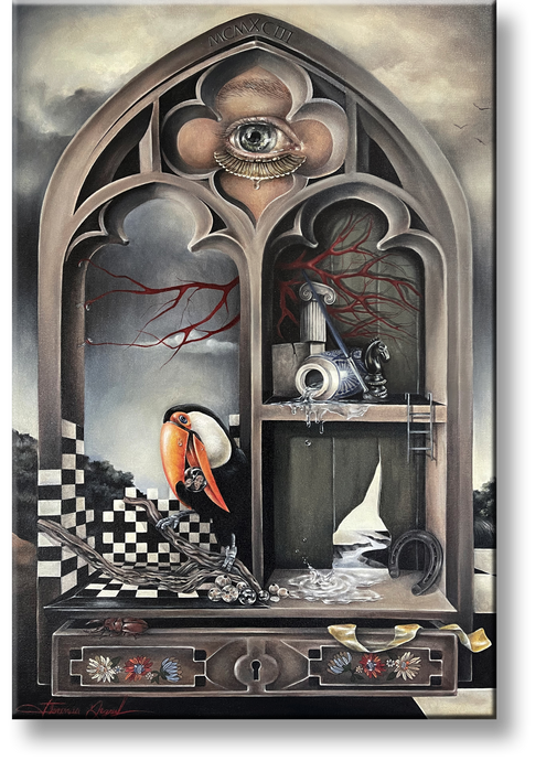 Acrylic painting by Florencia Degraf featuring unique surreal paintings with vibrant colors and imaginative themes