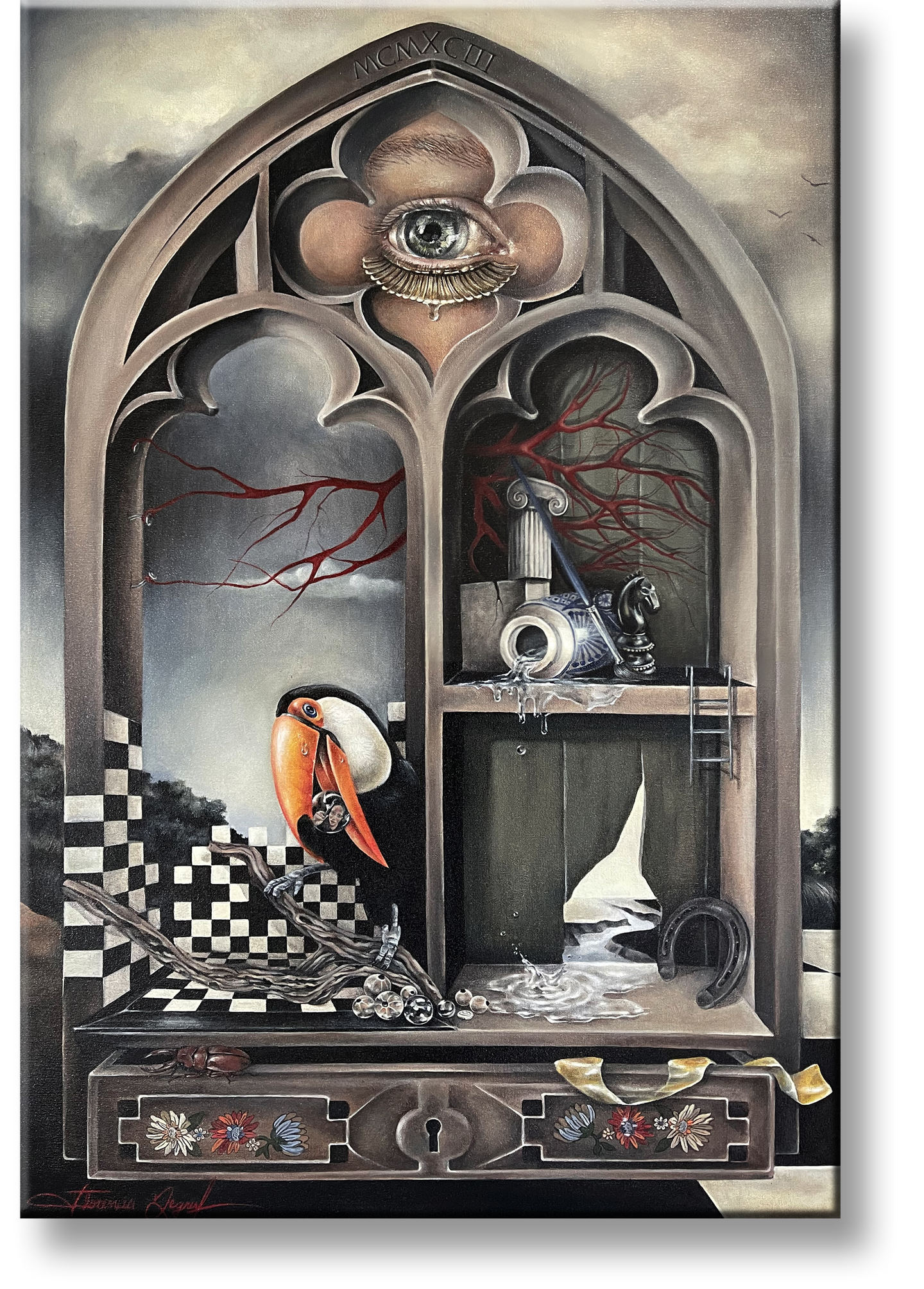Acrylic painting by Florencia Degraf featuring unique surreal paintings with vibrant colors and imaginative themes