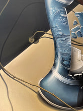Load image into Gallery viewer, Surrealist painting The Fly by Florencia Degraf showcasing a broken vase and tangled wire on a textured surface
