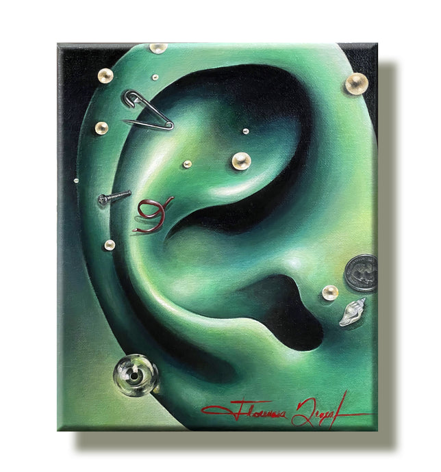 Captivating ear magnet painting by Florencia Degraf showcasing unique textures and vibrant colors