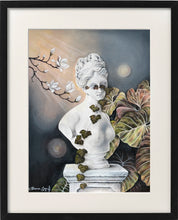 Load image into Gallery viewer, Acrylic painting of a bust surrounded by ivy and floral elements, showcasing decorative surrealist wall art
