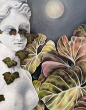 Load image into Gallery viewer, Acrylic painting featuring a marble statue surrounded by lush foliage, ideal decorative surrealist wall art
