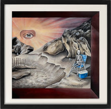 Load image into Gallery viewer, Surreal acrylic painting by Florencia Degraf featuring a skeleton in a desert setting from the Florencia Degraf art collection

