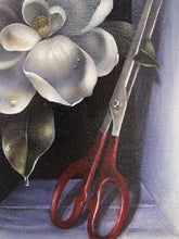 Load image into Gallery viewer, Set of 3 contemporary paintings featuring detailed floral designs and artistic scissors
