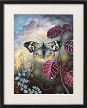 Load image into Gallery viewer, Surreal butterfly painting featuring vibrant colors and intricate details in floral design

